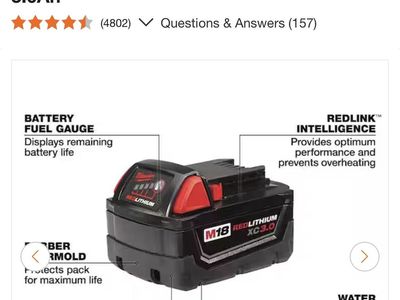 Milwaukee M18 REDLITHIUM XC 3.0Ah 18-Volt Lithium-Ion Extended Capacity Battery Pack