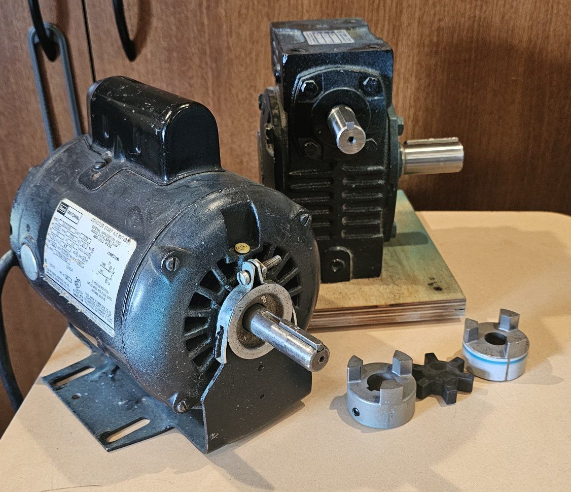 Industrial Mechanical Parts Bundle – Motor,  Gearbox Speed Reducer, and Coupling Set