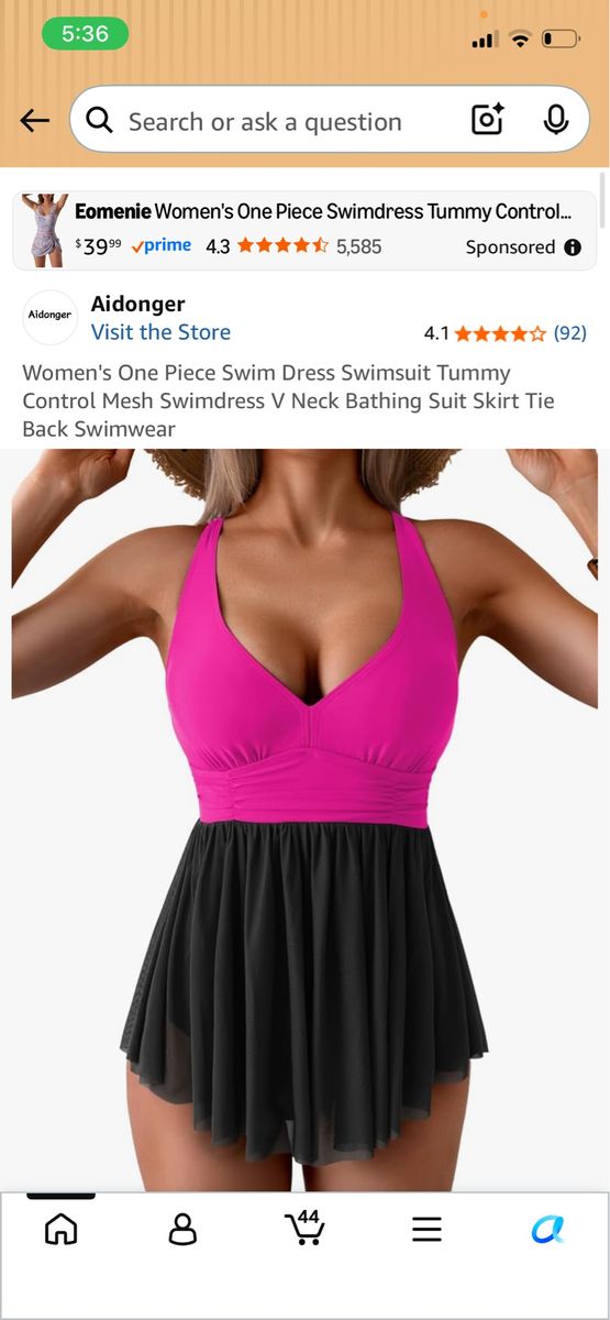 Aidonger Women's One Piece Swim Dress Swimsuit Tummy Control 2XL