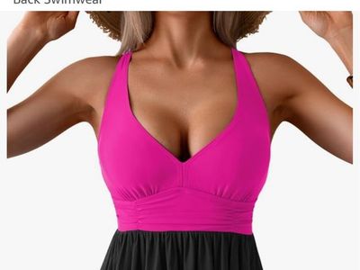 Aidonger Women's One Piece Swim Dress Swimsuit Tummy Control 2XL
