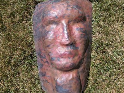 Copper Face Sculpture Artwork