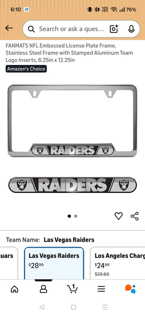 raiders license plate frame