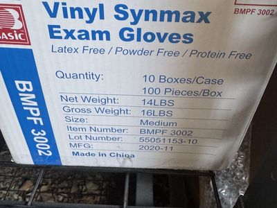 Basic Medical Synmax Vinyl Exam Gloves - Latex-Free & Powder-Free - Medium, BMPF-3002(Case of 1,000)