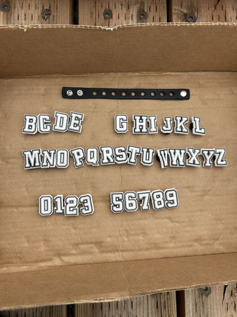 Jibitz White Black Alphabet Numbers Bracelet