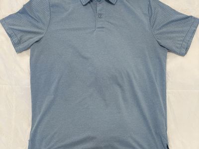32 Degrees Cool Men's Blue Striped Short Sleeve Polo Shirt Size L