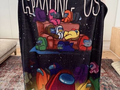 Among Us Sherpa Fleece Throw Blanket Black Gaming Theme kids blanket