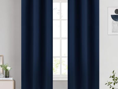 New- navy blue Curtains 38 inches wide 63 inch Length 2 Panels Room Darkening curtains