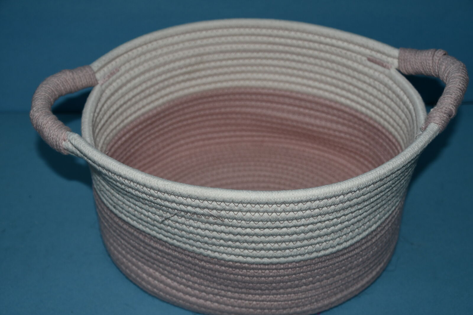 PINK & WHITE STORAGE BASKET ~ 10" x 12" x 7" ~ CLEAN!