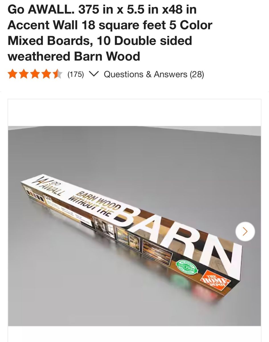 Brand new Accent Wall Barn Wood