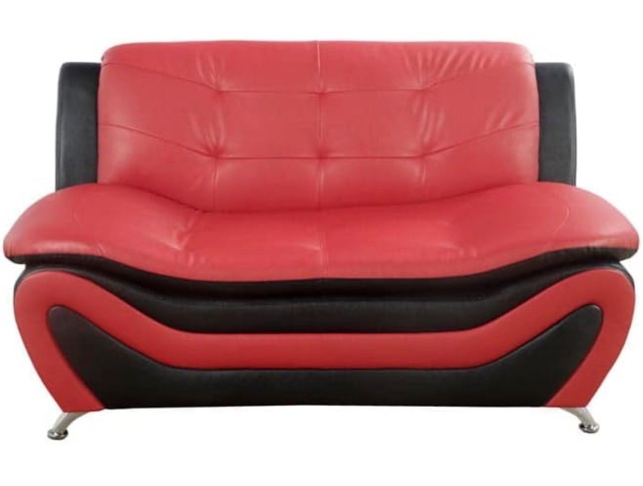 Brand new Black and Red Loveseat, Modern Faux Leather Sofa