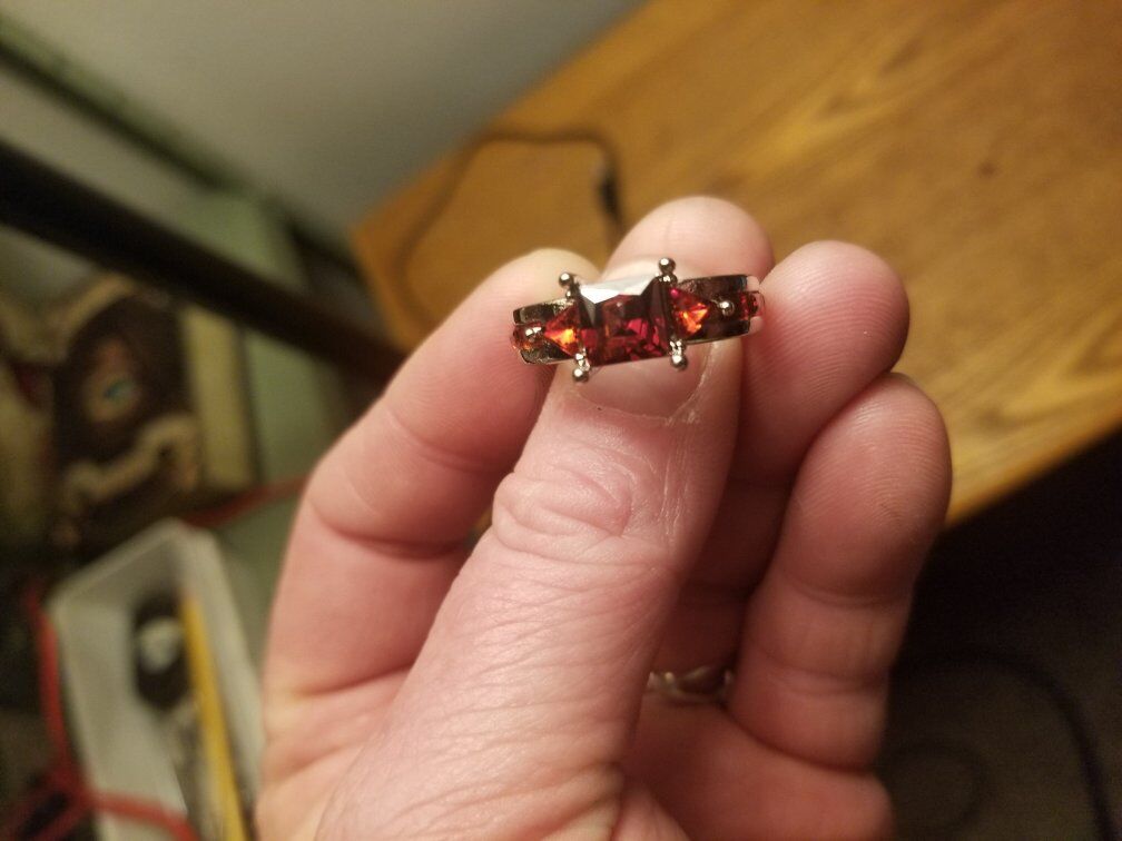 ruby gemstone silver ring size 9