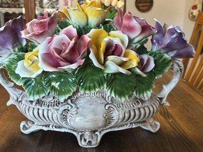 Capodimonte Rose Centerpiece Large Vintage