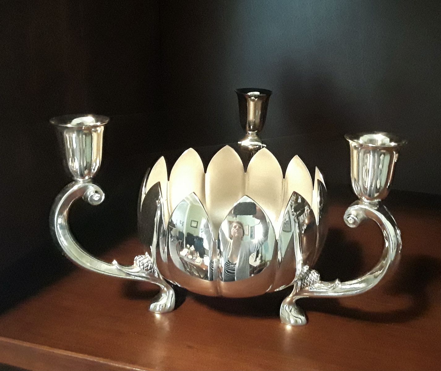 Silver Plate Candle and Flower Holder