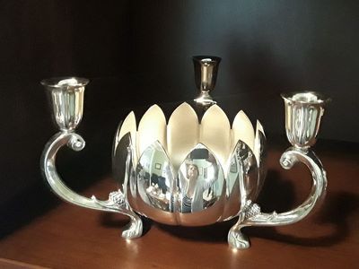 Silver Plate Candle and Flower Holder