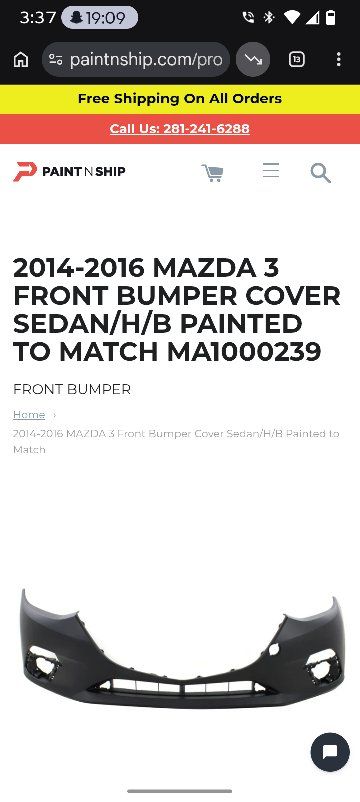 2014 to 2016 Mazda 3 bumper