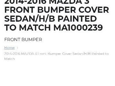 2014 to 2016 Mazda 3 bumper