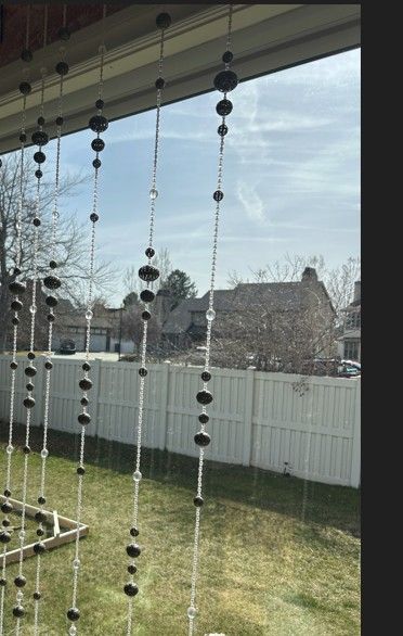 MOROCCAN-STYLE BEADED WINDOW PANELS – SET OF 3 (ONE-OF-A-KIND)