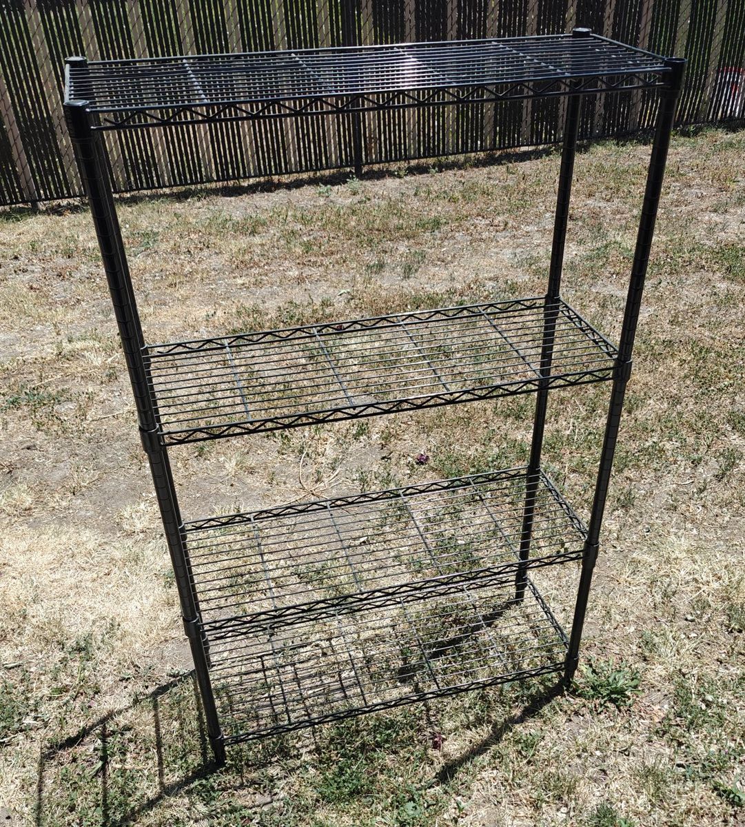 Black Wire Shelving Unit 4-Tier Adjustable Storage Rack Organizer