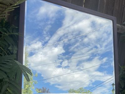 Vintage Beveled Large Square Mirror with Dark Wood Frame - Wall Mountable Decor