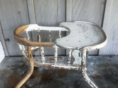 Vintage Wooden High Chair, Shabby Chic, Distressed White Paint, Child's Seating Decor