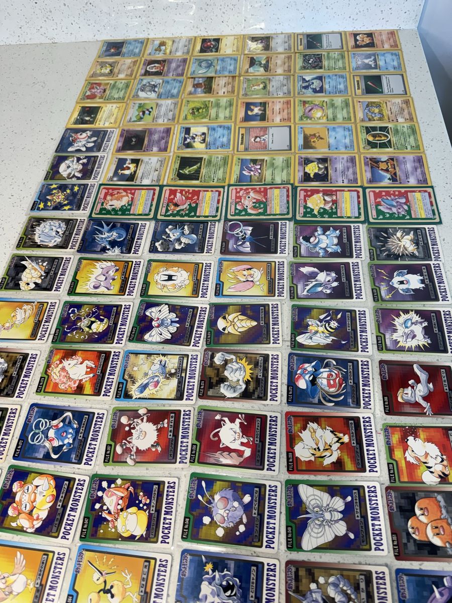 100 Vintage Pokémon Cards…“Everything 1st Edition shadowless” +1996 Japanese Pocket Monsters, Topsun, Carddass, Playing Cards