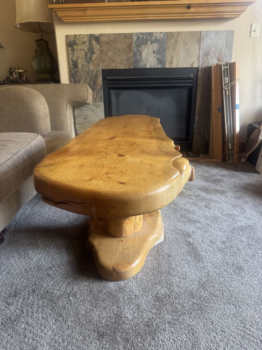 Rustic Natural Live Edge Solid Wood Slab Coffee Table