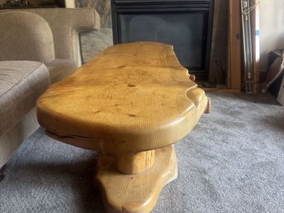 Rustic Natural Live Edge Solid Wood Slab Coffee Table