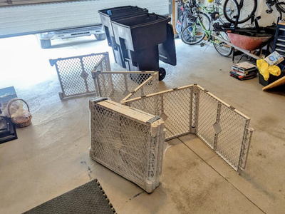 Foldable plastic play yard for babies or pets. 30 foot total any shape $25