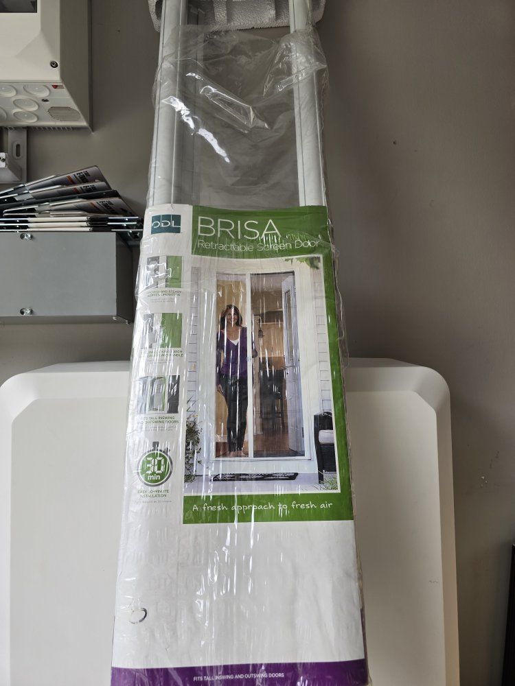 8 Foot ODL Brisa White Retractable Screen Door - Fits Tall Swinging and Outswinging Doors
