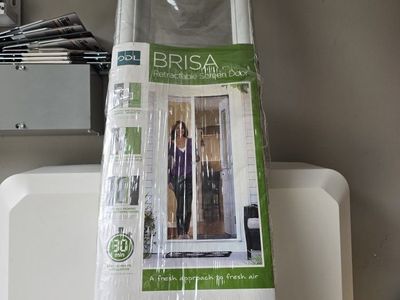 8 Foot ODL Brisa White Retractable Screen Door - Fits Tall Swinging and Outswinging Doors