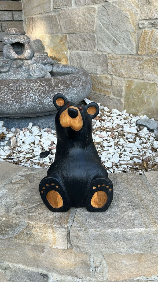 New Big Sky Carvers Hand-Carved Wooden Black Bear Statue Outdoor Garden & Home Decor Accent