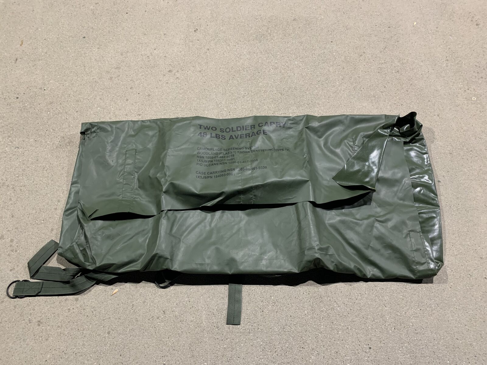Military Camo Net Transport Case / Burrito Bag - Radar Scattering Screening System - Very Good Condition