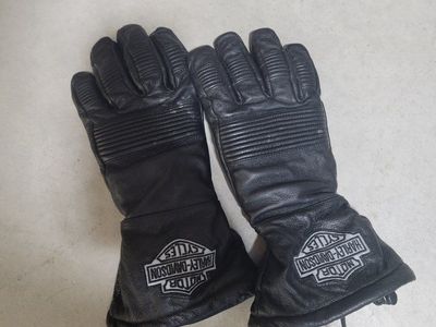 Harley-Davidson Heated Black Leather Motorcycle Gauntlet Gloves