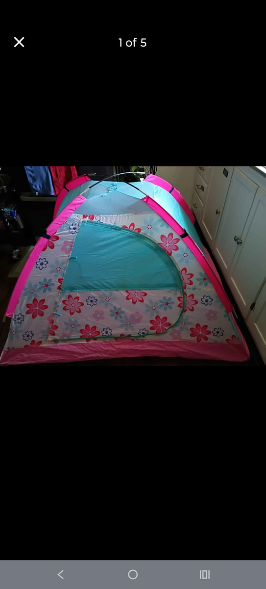 Kids Floral Play Tent - Pink & Turquoise Indoor/Outdoor Dome Tent