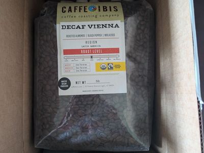 Cafe ibis Decaf Vienna 5lb bag unopened whole bean