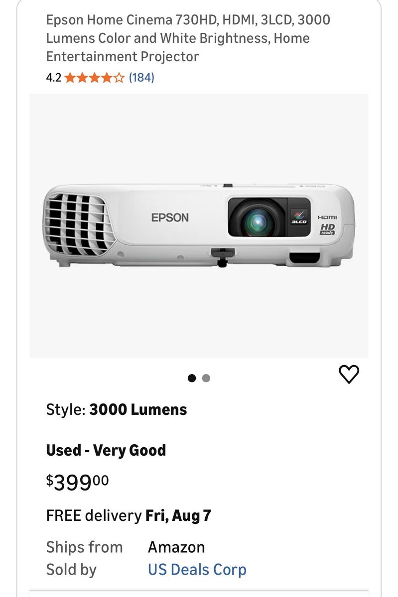 Epson PowerLite Home Cinema 730HD 720p 3LCD Projector