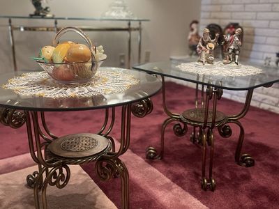 Beautiful Glass And Brass Coffee And End Tables