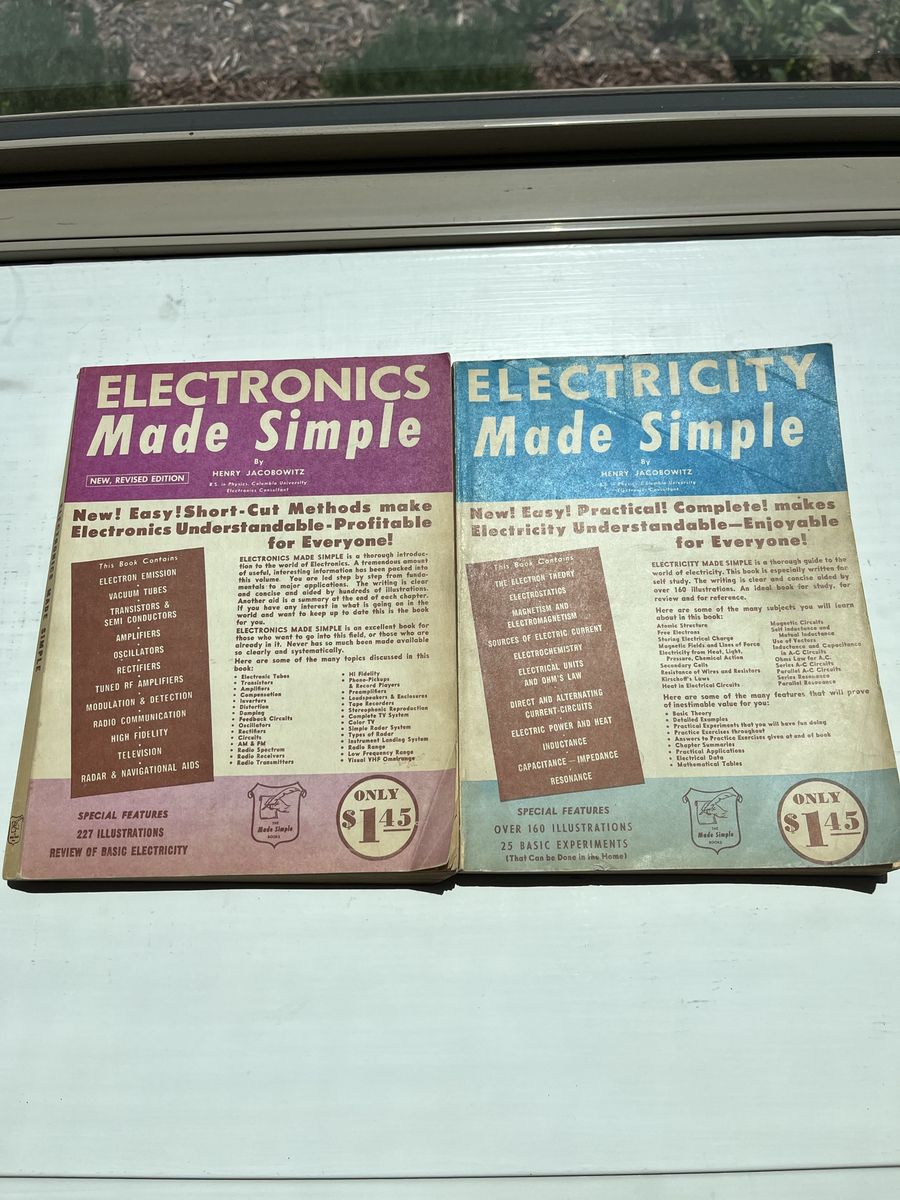 Vintage "Electronics Made Simple" & "Electricity Made Simple" Books by Henry Jacobwitz