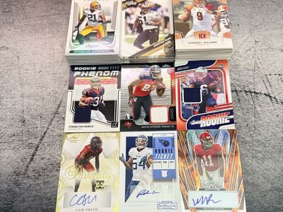 400+ NFL Football Card Lot w/ 3 Autographed Numbered Cards + 3 Jersey Patch Cards