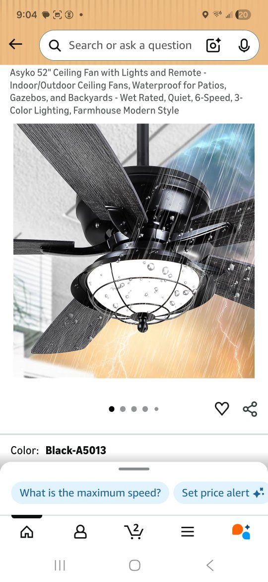 Asyko ceiling fan indoor/outdoor