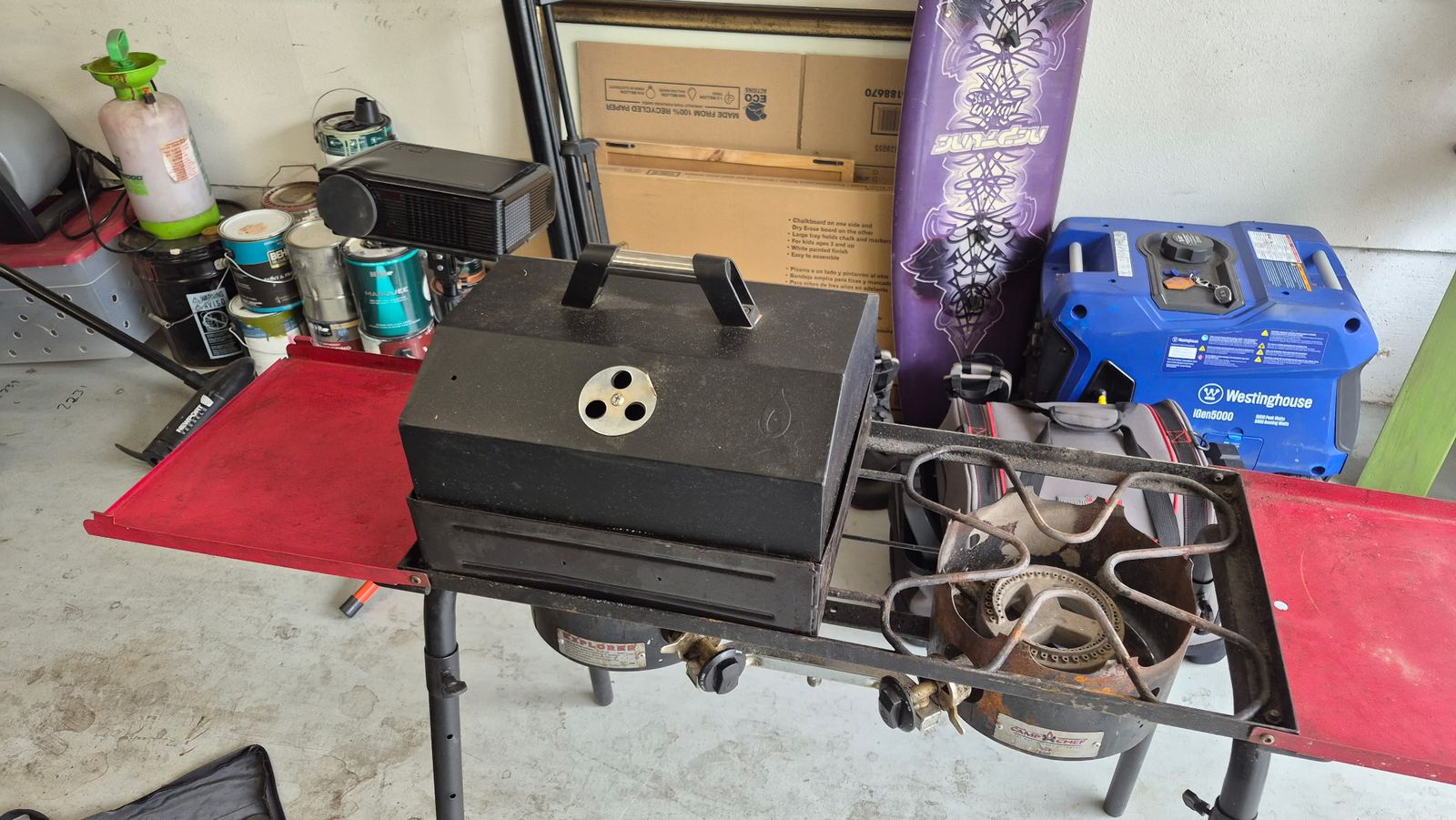 Camp Chef Explorer 2-Burner Stove with BBQ Box & Folding Side Shelves
