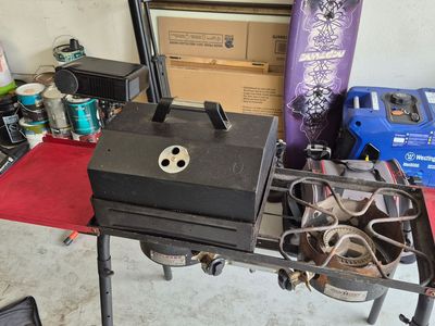 Camp Chef Explorer 2-Burner Stove with BBQ Box & Folding Side Shelves