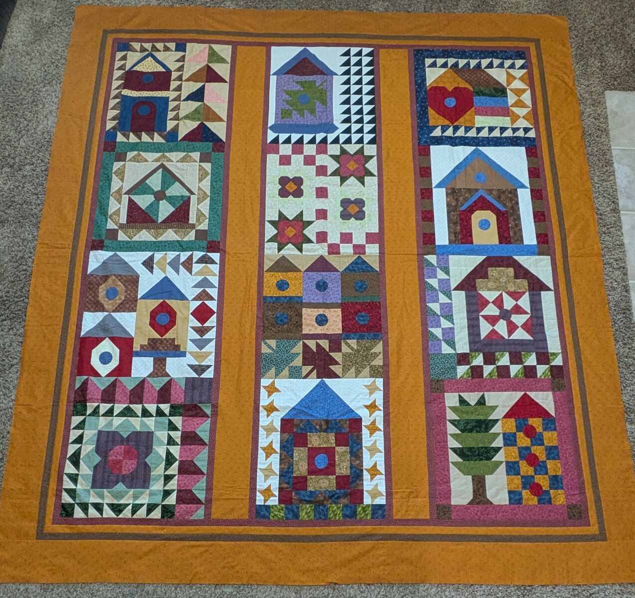 QUILT TOP 93-1/2" X 86-1/2" HAND PIECED