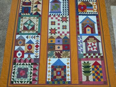 QUILT TOP 93-1/2" X 86-1/2" HAND PIECED