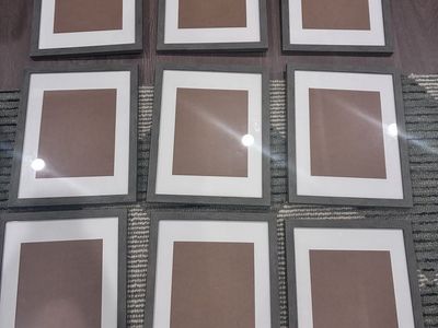 Set of 9 Gray Wood Picture Frames