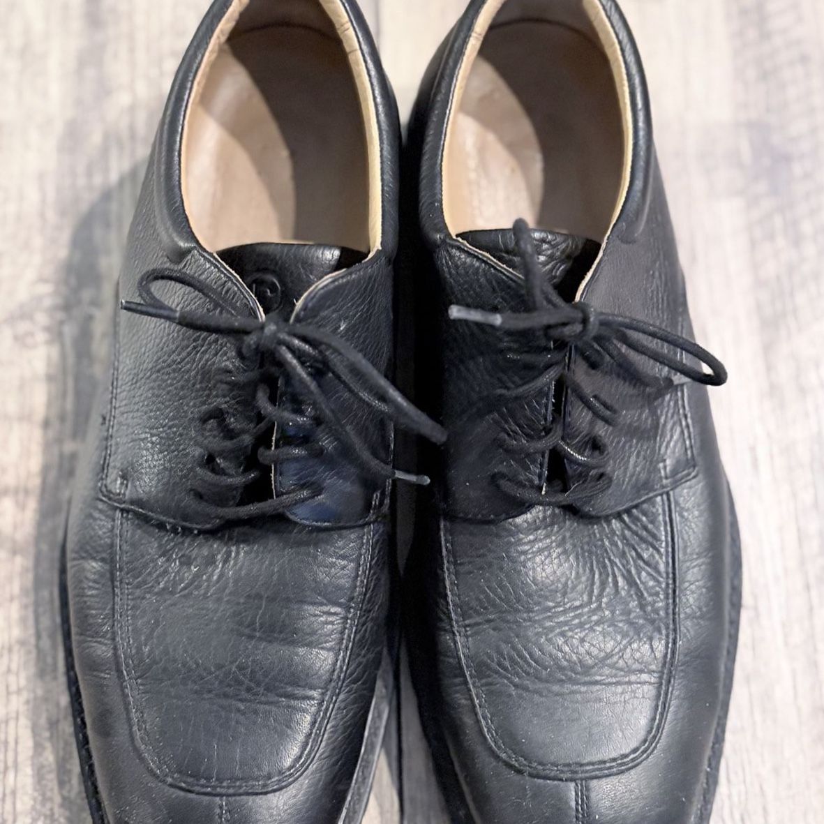 Rockport Men's Black Leather Moc Toe Lace-Up Shoes with Vibram Soles - Size 10.5