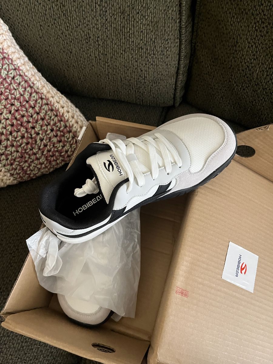 Hobibear White and Black Women's Athletic Sneakers with Box