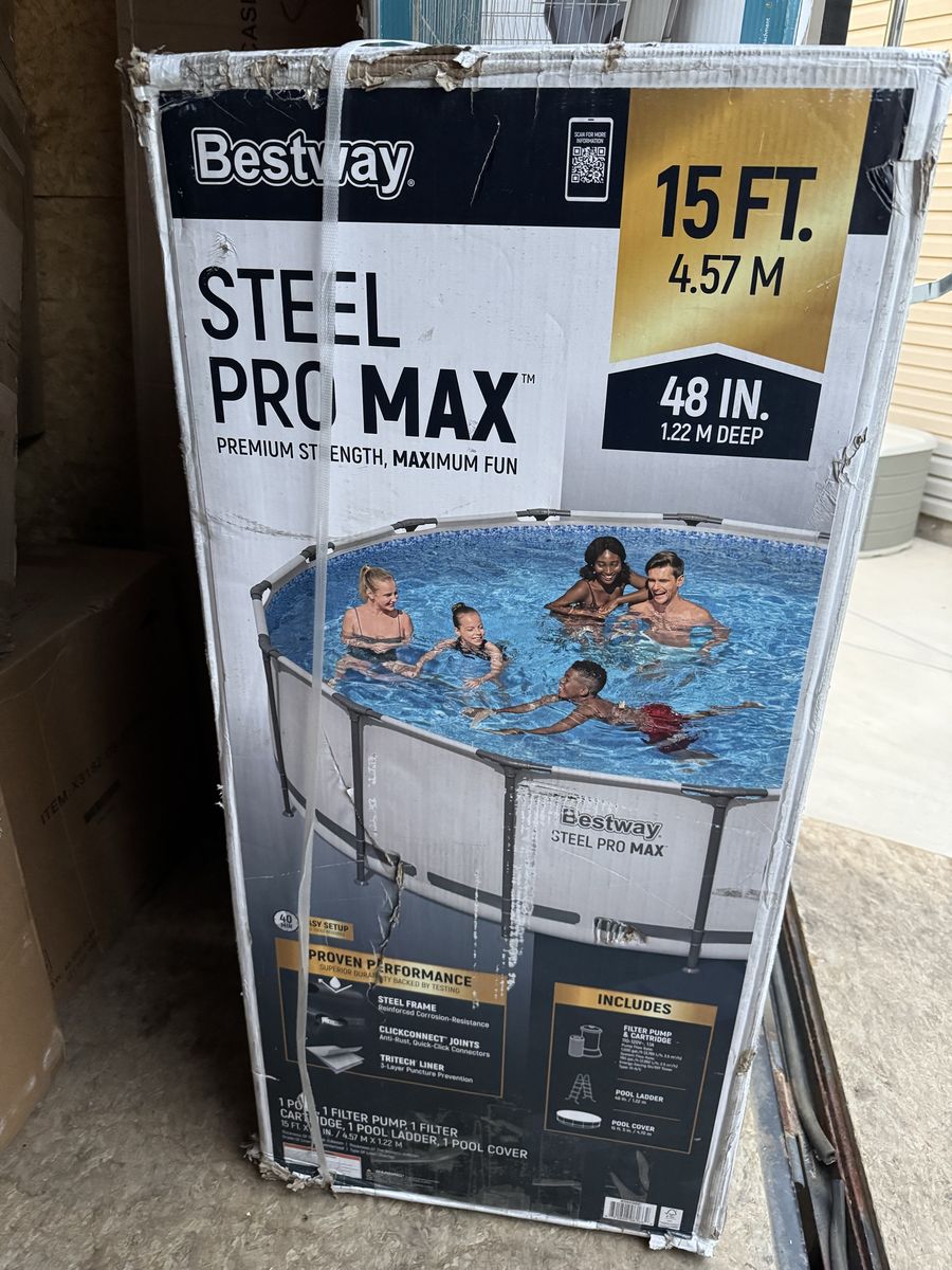 Bestway Steel Pro Max 15ft Round Above Ground Swimming Pool Set 48in Deep NEW