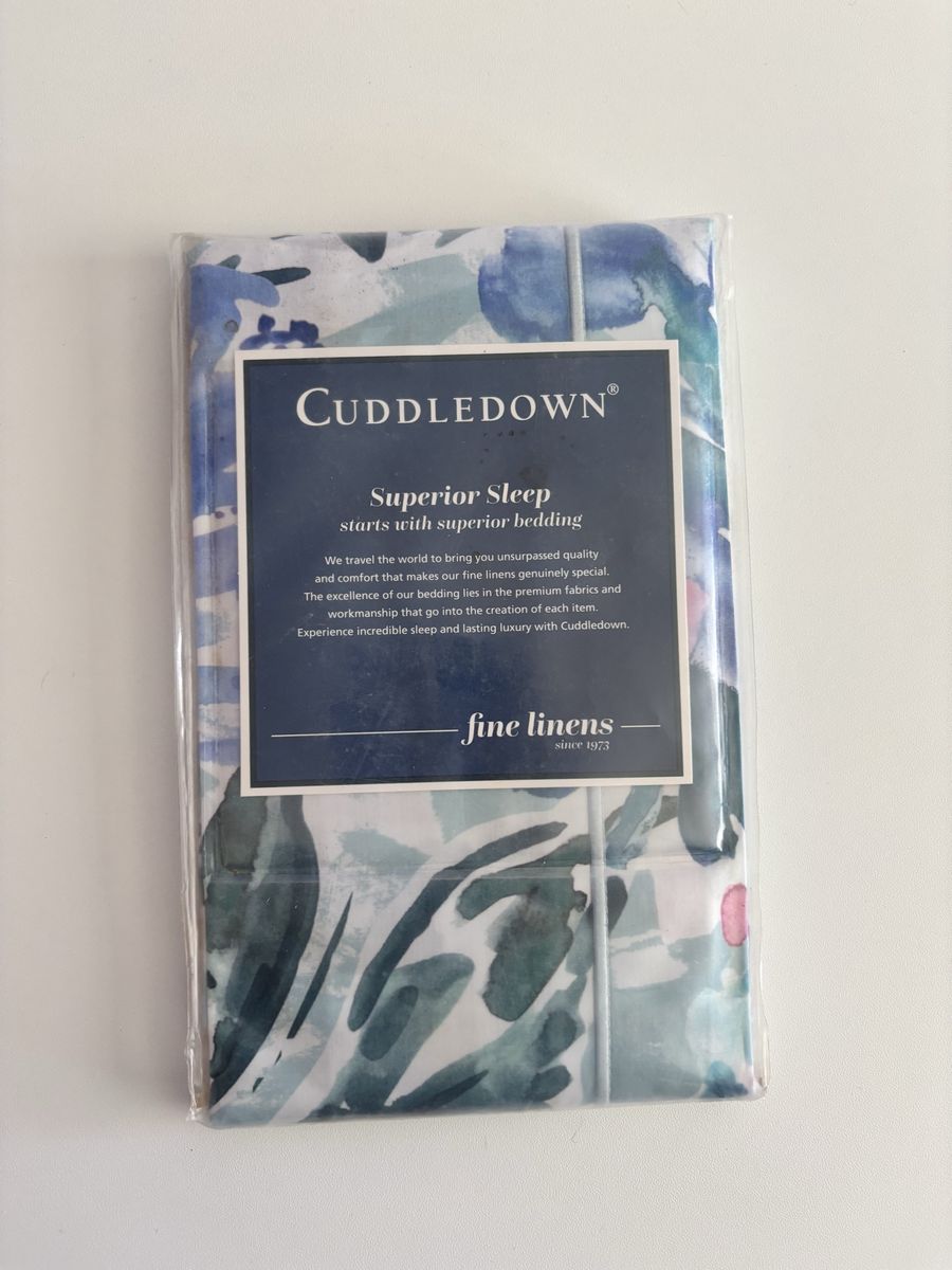 New Cuddledown PIPPA FLORAL European Sham - 400TC Cotton Percale Watercolor Purple Blue Single