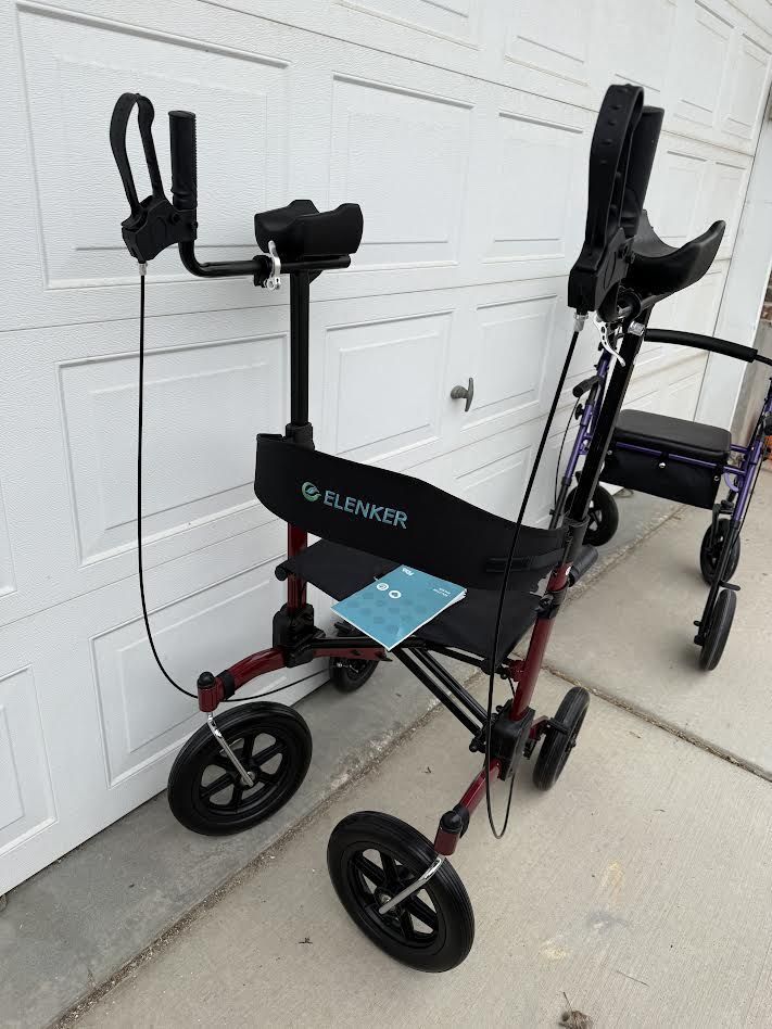 Elenker Upright Walker extra large wheels, fully adjustable. RED
